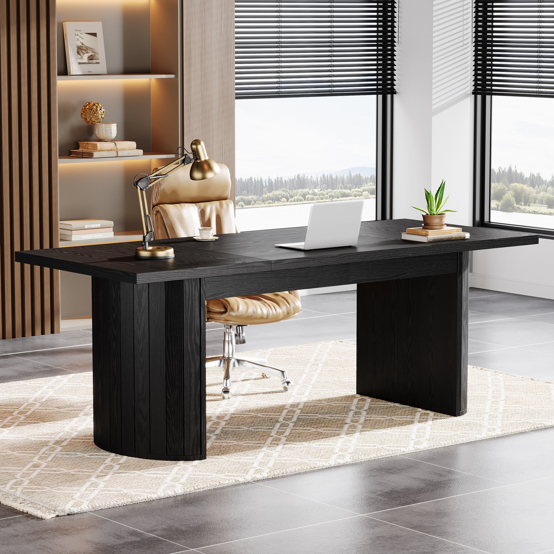 78.8" Executive Desk, Large Computer Office Desk with Double Pedestal