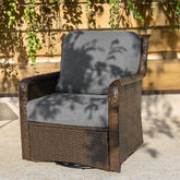 29.53" Outdoor Wicker Swivel Chair, Patio Rattan Rocking Chair with Thick Gray Cushions 3