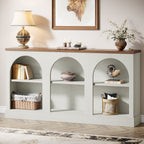 63" Console Table, Farmhouse Entryway Table with 3 Tier Storage