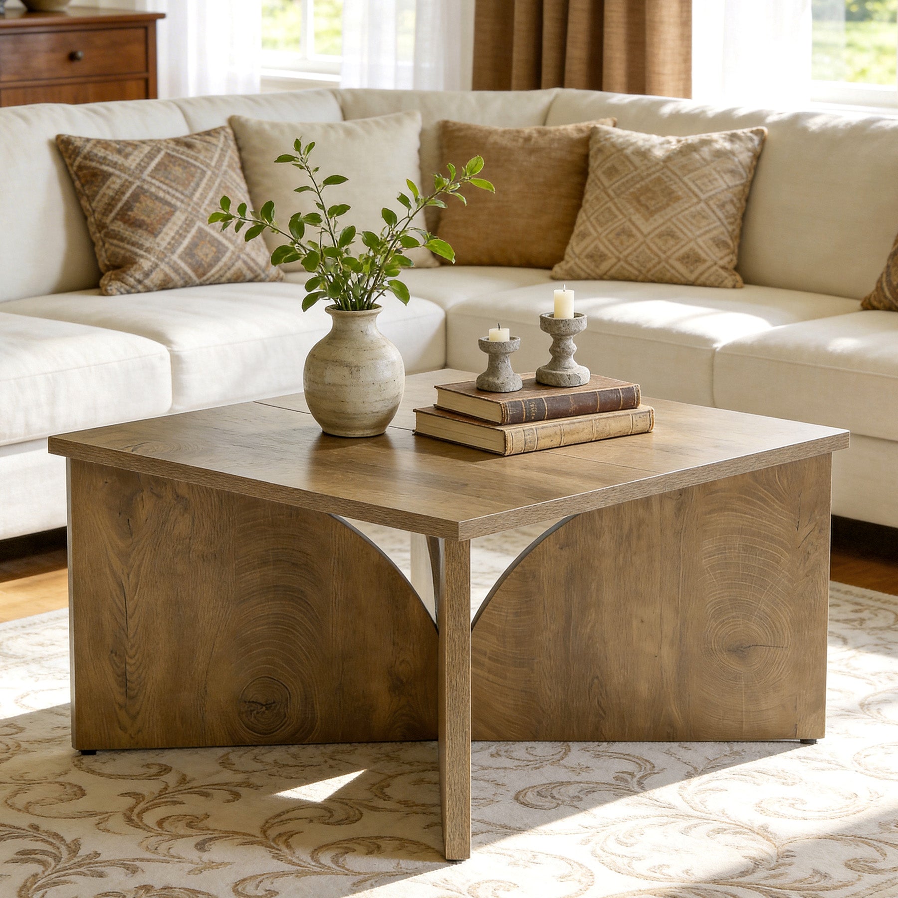 Tribesigns 31.5" Square Coffee Table, Farmhouse Accent Table for Living Room