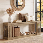Tribesigns 63" Wooden Storage Bench, Farmhouse Entryway Bench for Hallway 3