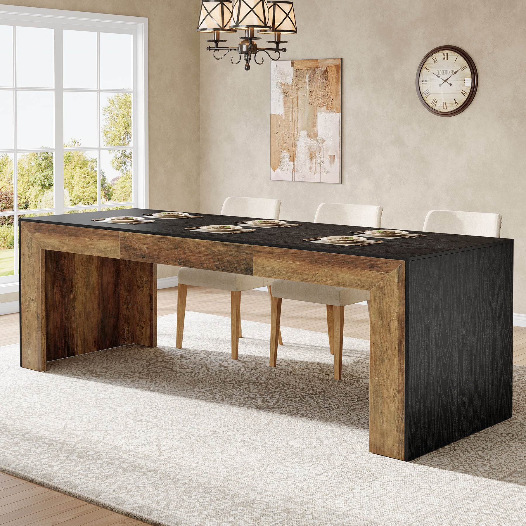78.7" Long Dining Table, Rectangular Kitchen Table for 6-8 People