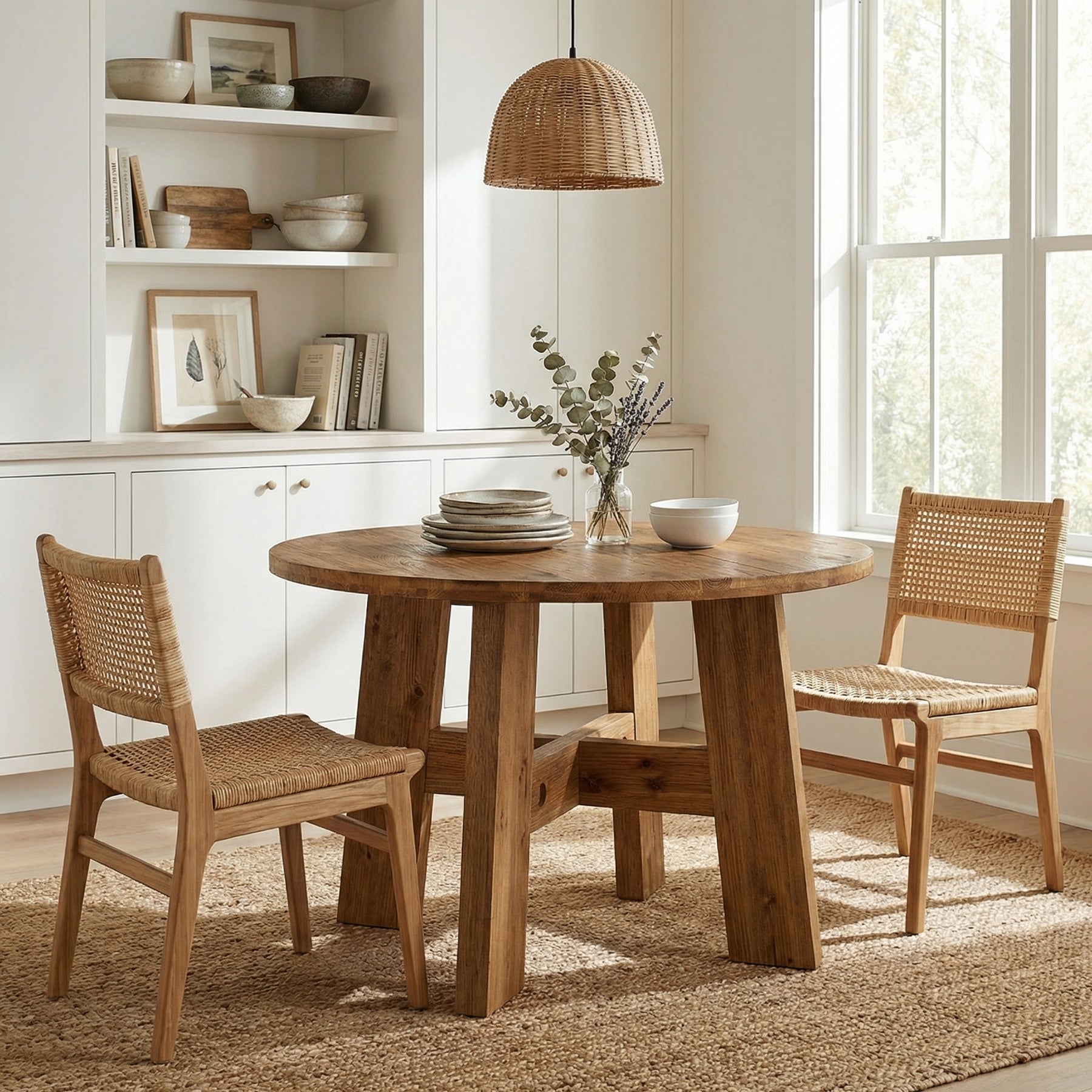 Tribesigns 47-Inch Solid Wood Round Dining Table, Farmhouse Kitchen Table for 4-6 People