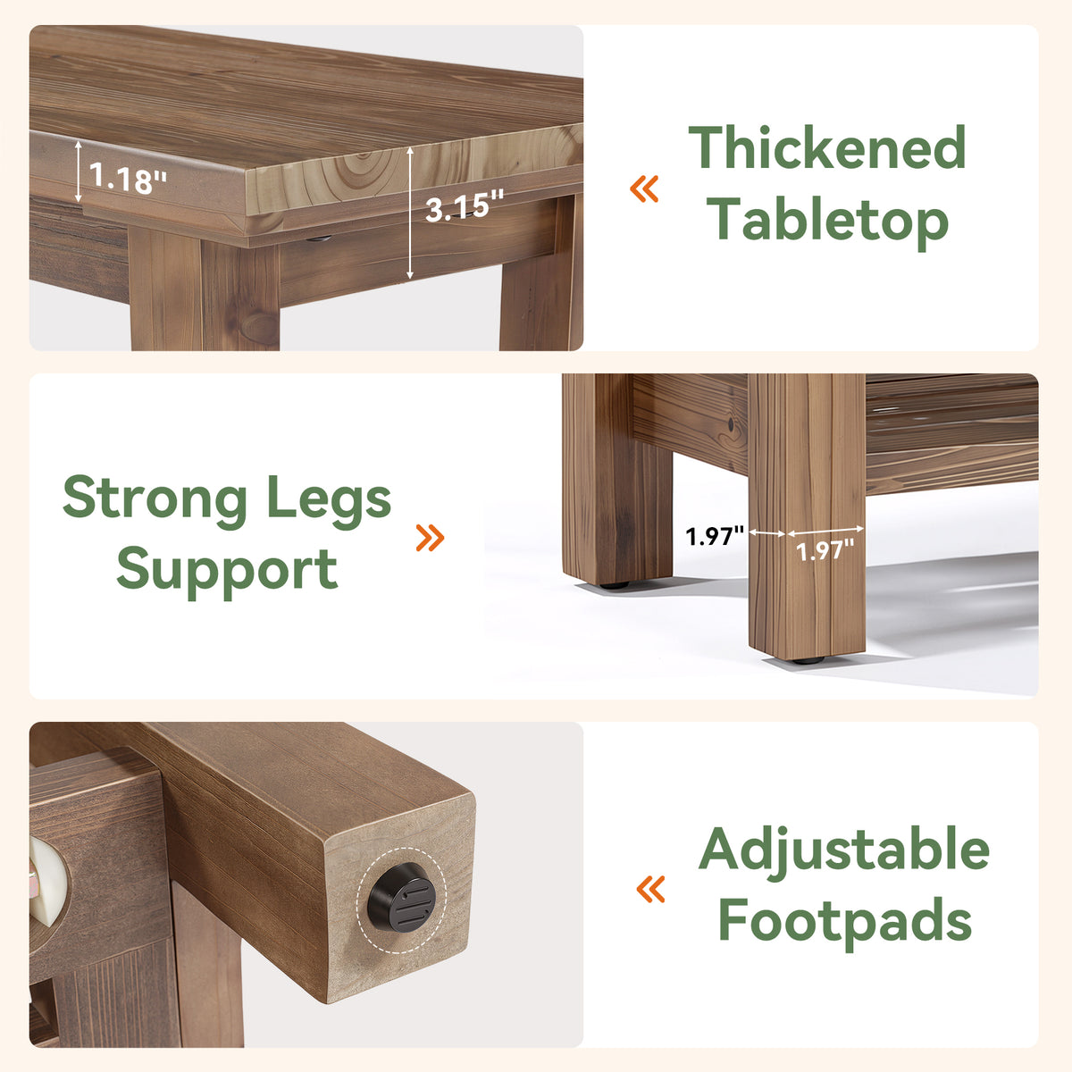 71" Solid Wood TV Stand for 80" TVs, 2-Tier Media Console for Living Room