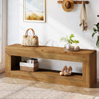 47" Farmhouse Entryway Bench, 47" Solid Wood Indoor Bench Seat with Storage