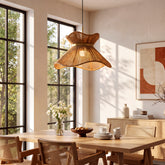 15.75" Farmhouse Rattan Pendant Light, Woven Boho Chandelier 3