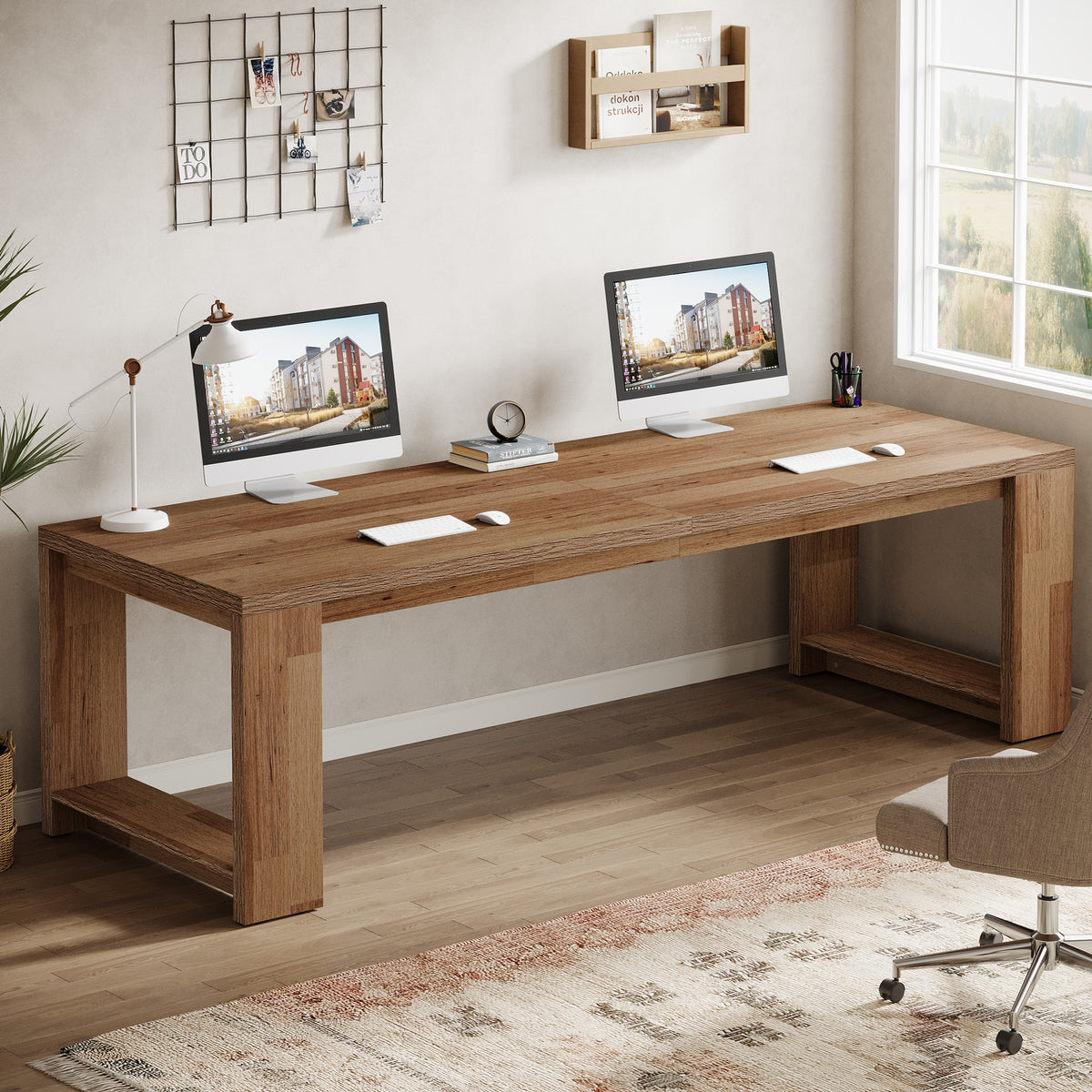 86" Two Person Desk, Long Computer Desk Conference Table for Home Office