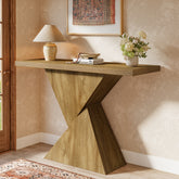 41.5" Narrow Farmhouse Console Table with Geometric Base, Entryway Sofa Table for Hallway, Foyer, or Behind Couch 3