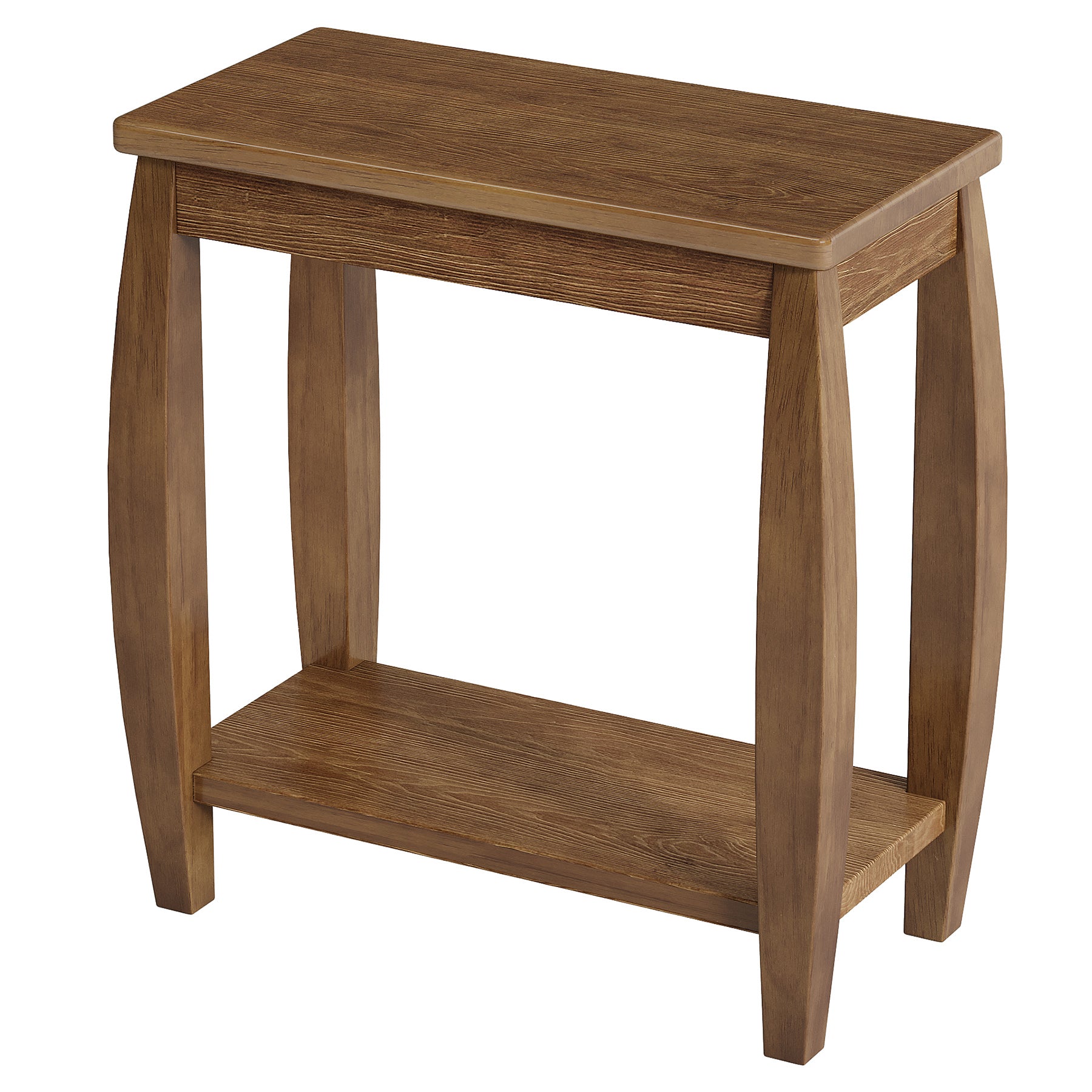 23.62" Solid Wood End Table, 2-Tier Narrow Side Table for Living Room, Small Places