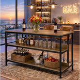 59" Home Bar Table with 3-Tier Storage Shelves, Counter Height, Kitchen Dining Room Pub Table 3