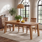 63" Rectangle Solid Wood Dining Table for 6 People, Farmhouse Kitchen Table for Dining Room 3