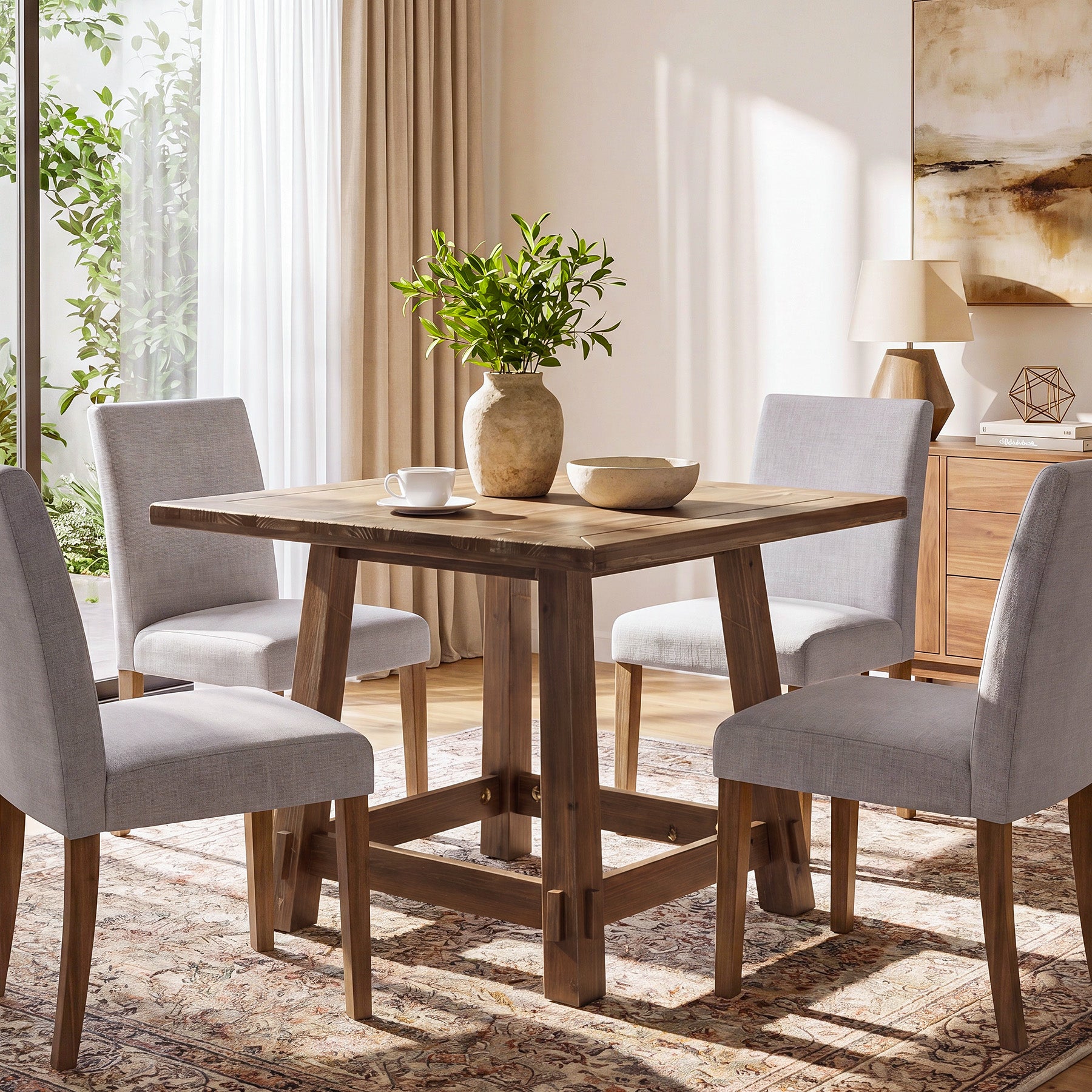 31.5" Solid Wood Dining Table for 4, Small Square Kitchen Table for Dining Room