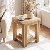 19.7" Square End Table with Storage, Farmhouse Side Table for Living Room, Bedroom 3