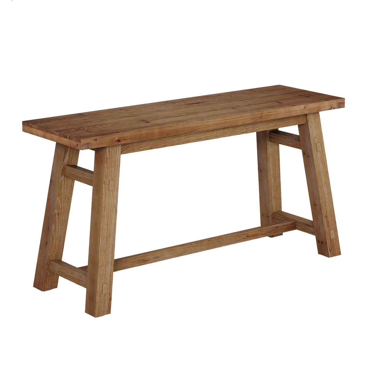 63" Solid Wood Bar Table with Footrest, Rectangular Pub Table, High Top Table