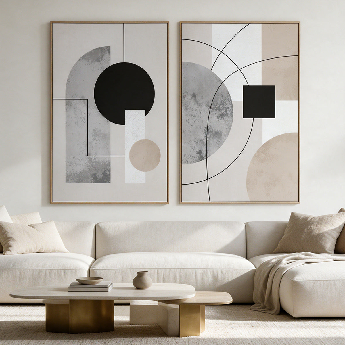 Large Wall Art Set of 2, 24x36 Framed Canvas Wall Decor for Living Room