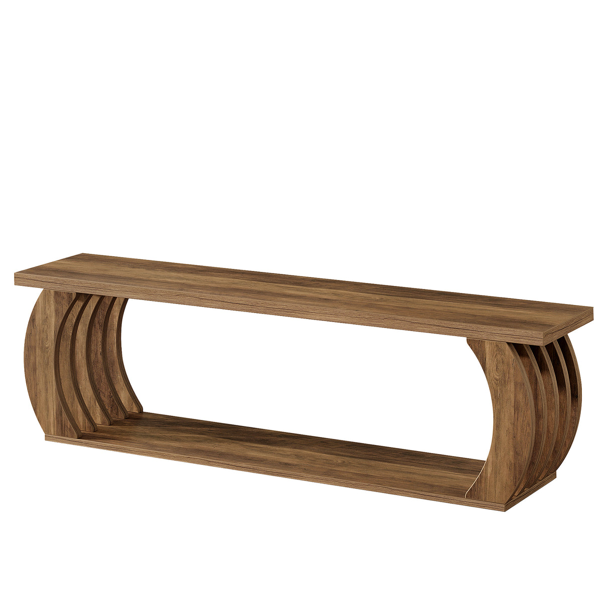 63" Farmhouse Entryway Bench with Shoe Storage, 2-Tier Hollow Legs
