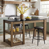 55" Kitchen Island Table, 2-Tier Storage Shelves for Dining Room 3