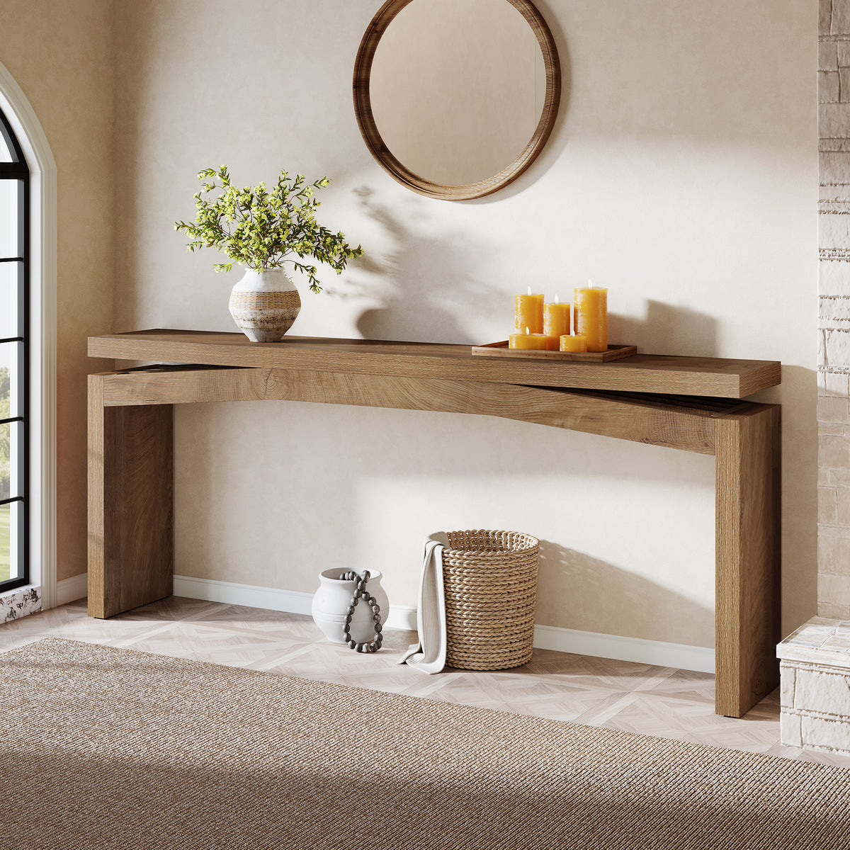 63" Narrow Console Table with Thick Tabletop, Entryway Sofa Table
