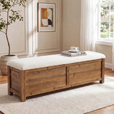 55" Lift Top Storage Bench, Hidden Storage, Wooden End of Bed Entryway Bench 3