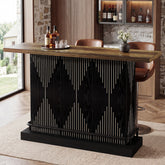 63" Bar Table, Rectangular Home Bar Unit with 2-Tier Storage Shelf for Kitchen 3