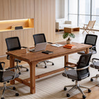 Solid Wood Executive Desk, 63" Computer Desk with Foot Bar for Home Office