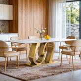 78.7" Sintered Stone Dining Table, Luxury Rectangular Kitchen Table for 8-10 3