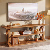 63" Solid Wood TV Stand for 75" TVs, 3-Tier TV Console with Open Storage Shelves 3