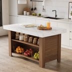 55" Kitchen Island, 3-Tier Island Table Counter Height Bar Table