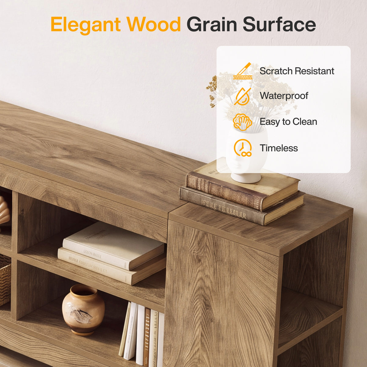 78.7" TV Stand with Open Storage Cubbies, Farmhouse Entertainment Center for TVs up to 80"
