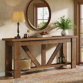 70.9" Solid Wood Console Table,  2-Tier Sofa Table Behind Couch with Storage 3