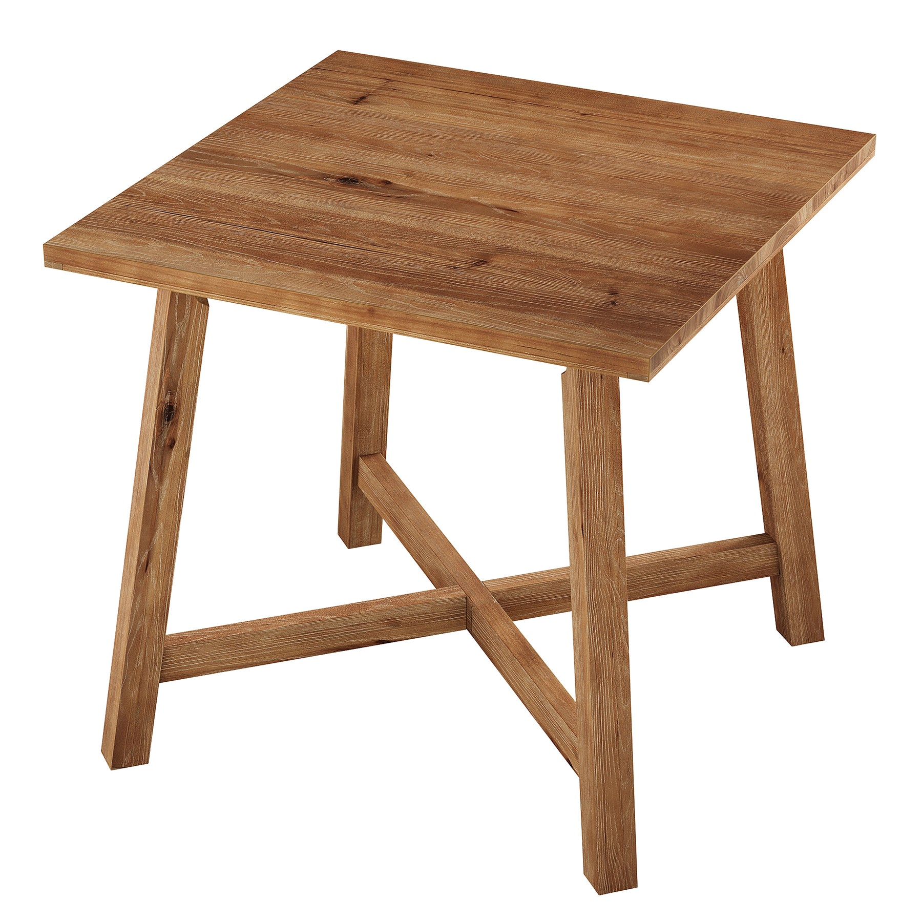 Solid Wood Bar Table, 31.5" Square Counter Height Pub Bistro Table with Footrest