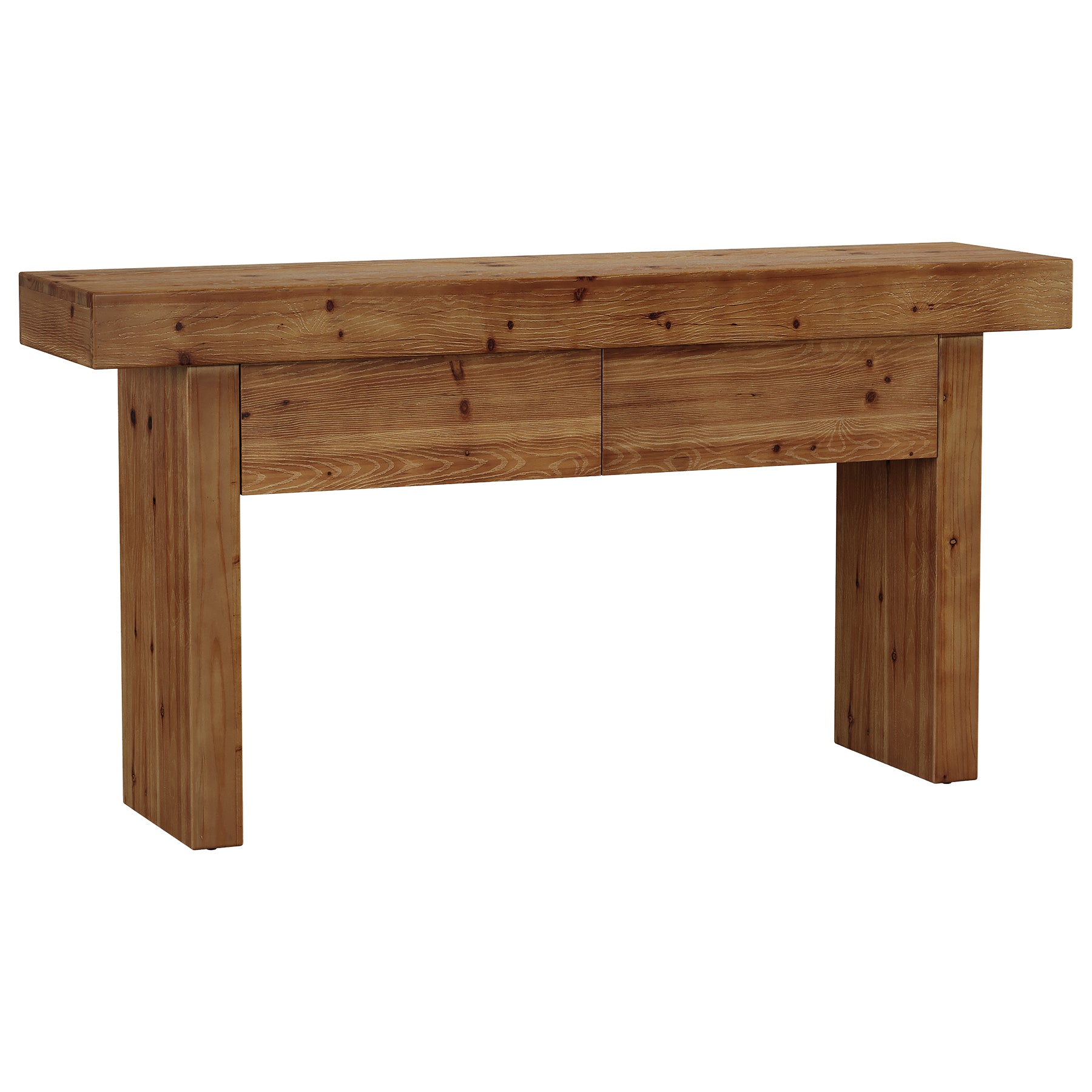 Solid Wood Console Table with 2 Drawers, 63" Farmhouse Entryway Sofa Table Behind Couch