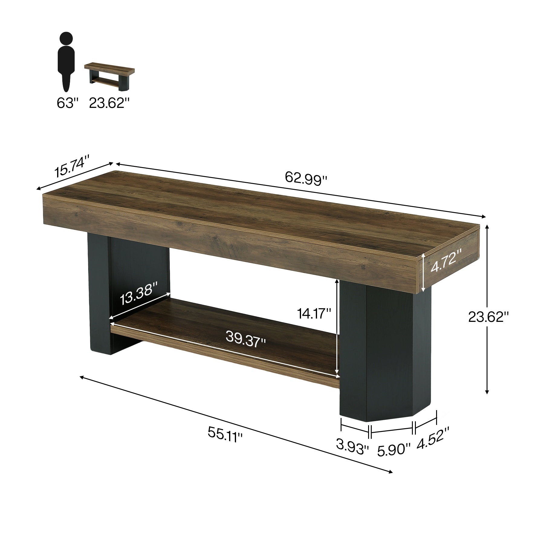 Tribesigns 63" TV Stand, Farmhouse TV Console with Shelf for Living Room