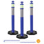 45" Reflective & Glow-in-the-Dark Traffic Delineator Posts with Heavy Rubber Base & Connecting Chains