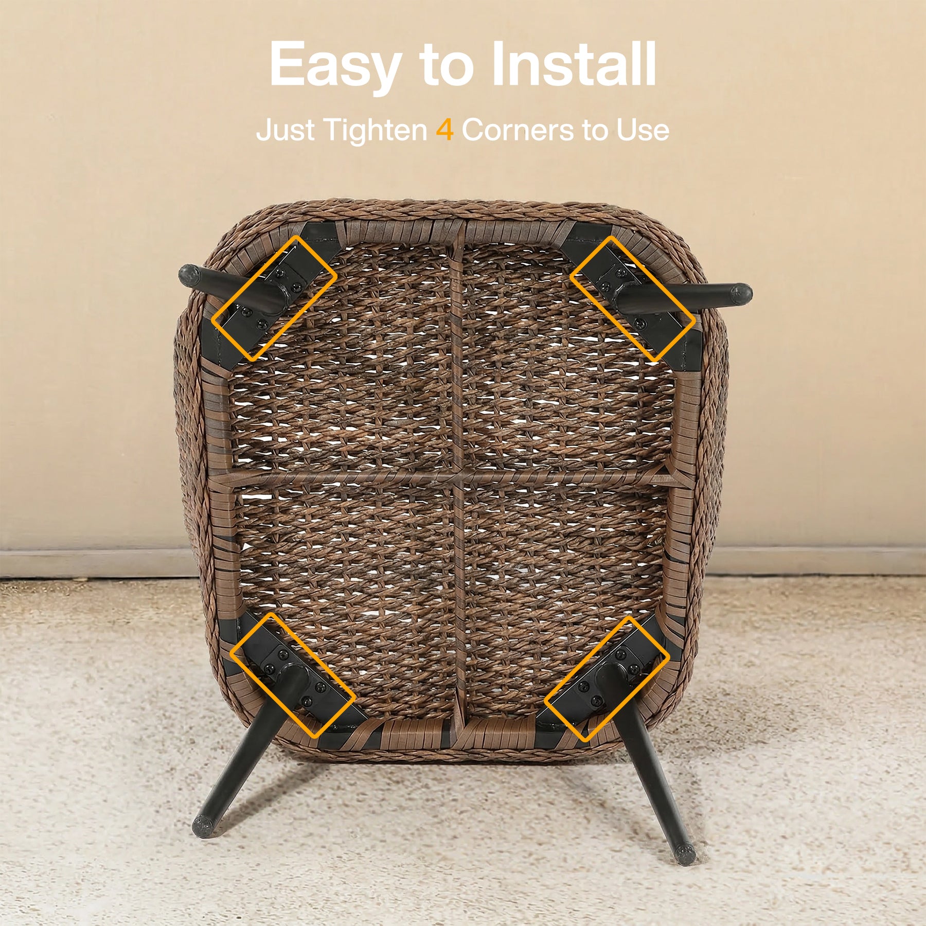 4-Piece Rattan Outdoor Patio Furniture Set with Removable Cushions and Coffee Table