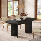 63" Dining Table, Oval Farmhouse Kitchen Table with Strip Base