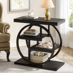 4-Tier End Table, Industrial Side Table with Storage Shelves for Living Room, Bedroom