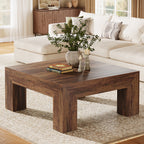 39-Inch Square Rustic Coffee Table, Small Cocktail Table for Living Room