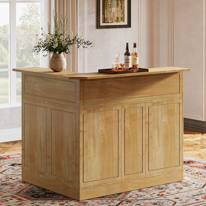 L-Shaped Bar Table, 4-Tier Bar Cabinet Reception Desk