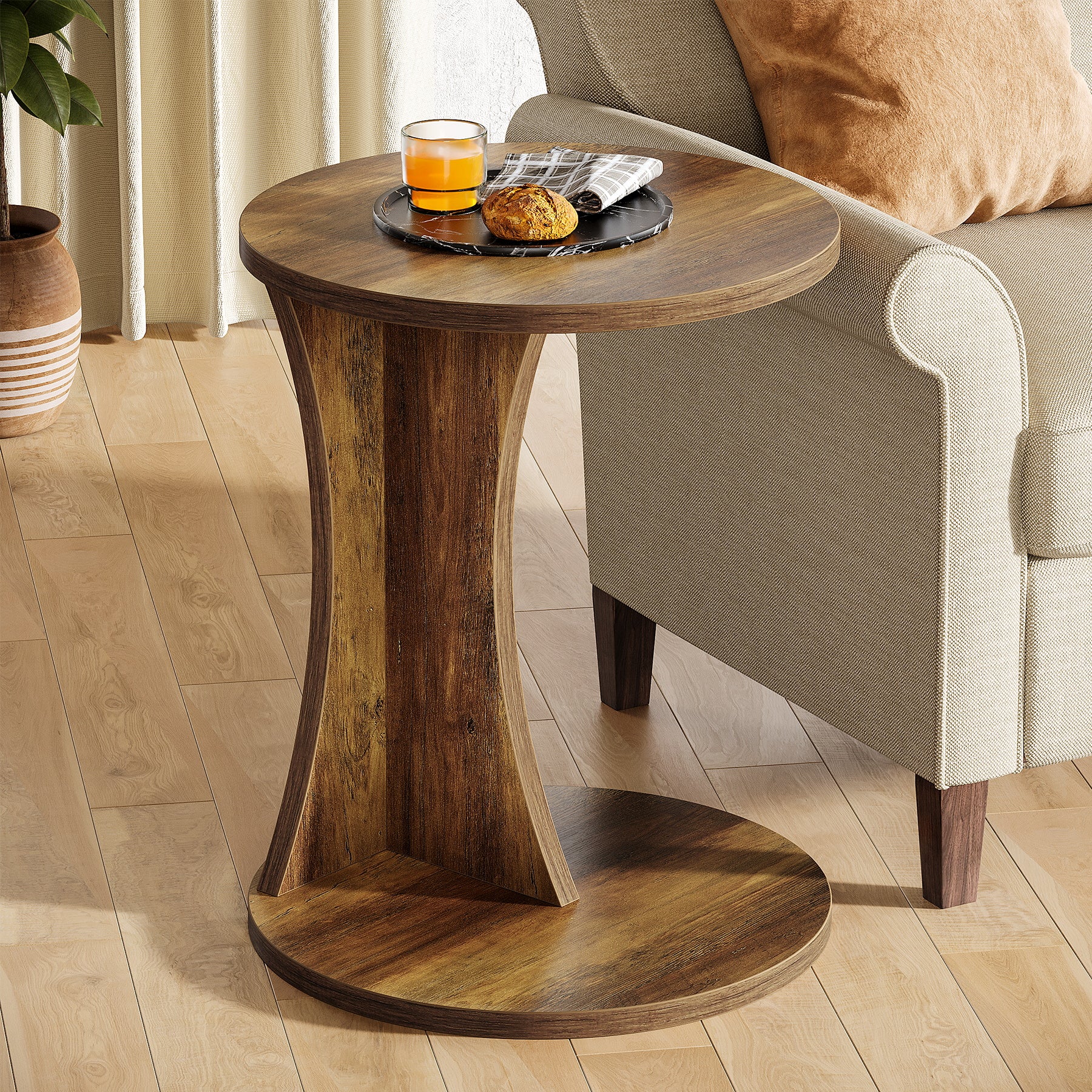 C-Shaped End Table, 2-Tier Side Table - Thumbnail 2