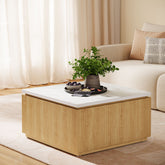 31.5" Square Coffee Table, Modern Center Table with Faux Marble Top 3