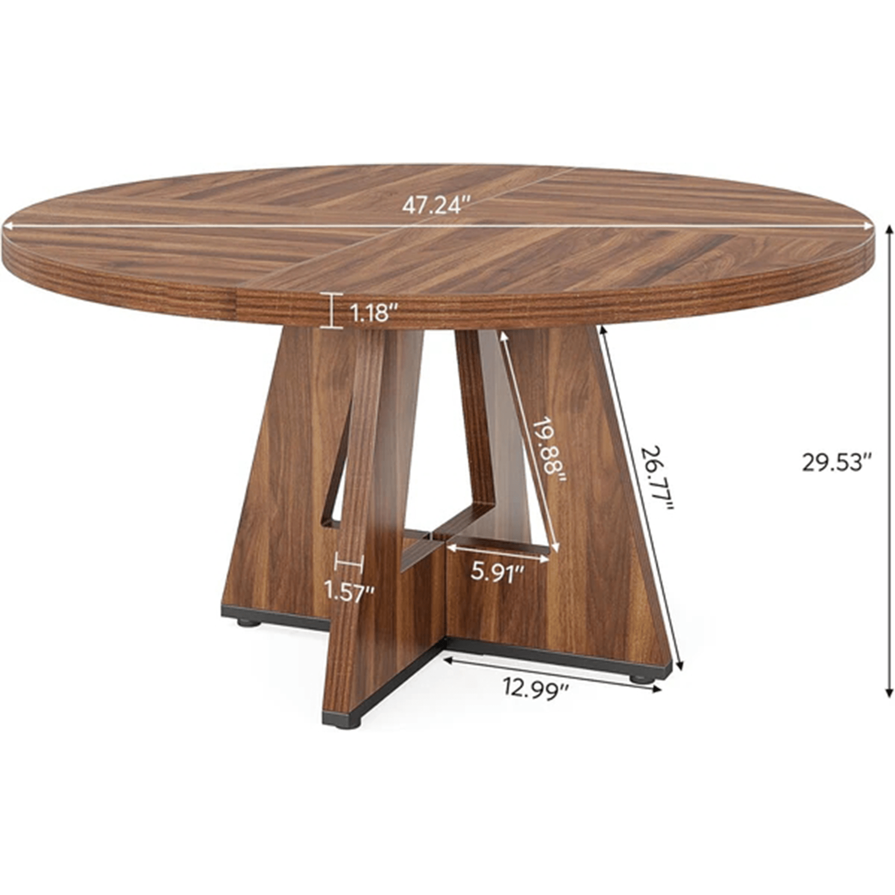 Tribesigns 47-Inch Round Dining Table, Farmhouse Cross Base Table for 4-6