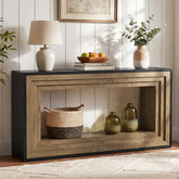 63" Console Table, Farmhouse Entryway Table Sofa Table Behind Couch with Storage Shelf 3