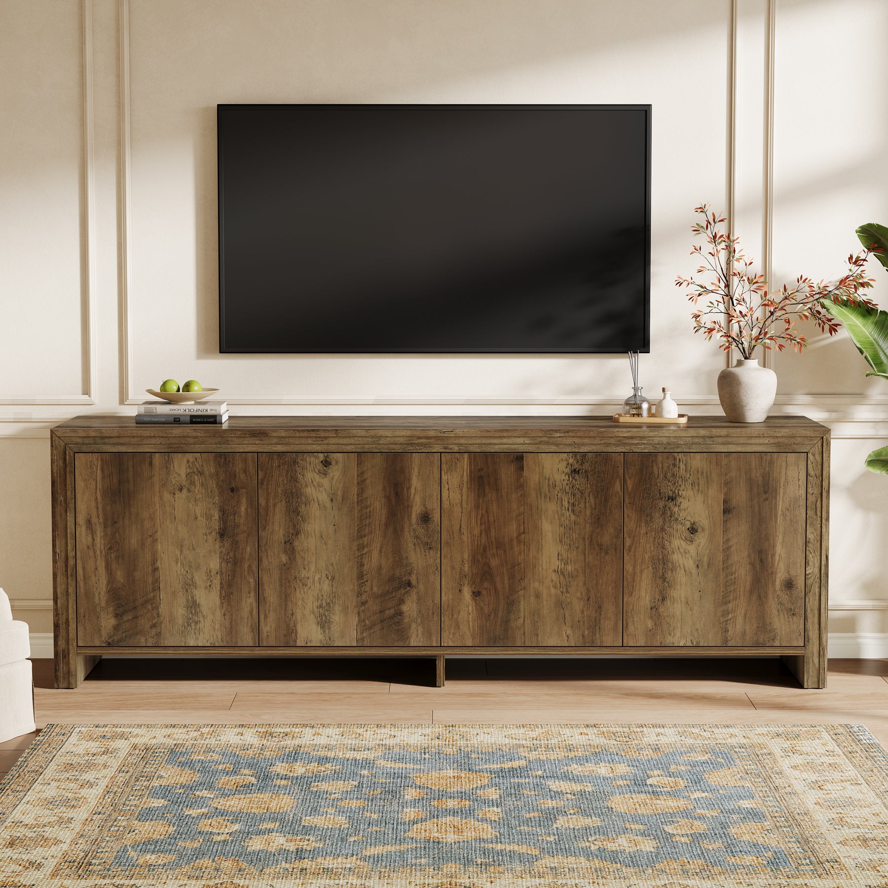 63" TV Stand, Entertainment Center with Storage Cabinet for TVs Up to 70"