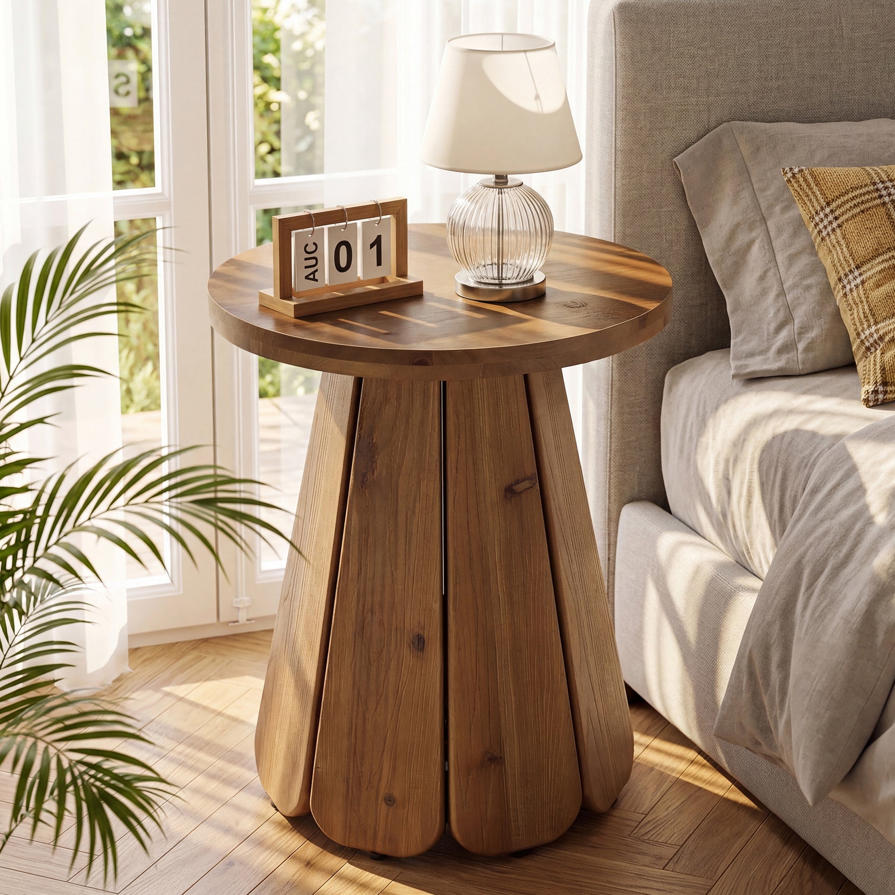 Tribesigns 19.69" Small Round End Table, Mid Century Accent Table for Living Room