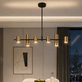 Tribesigns 6-Light Modern Black Gold Linear Chandelier, LED Pendant Light 3