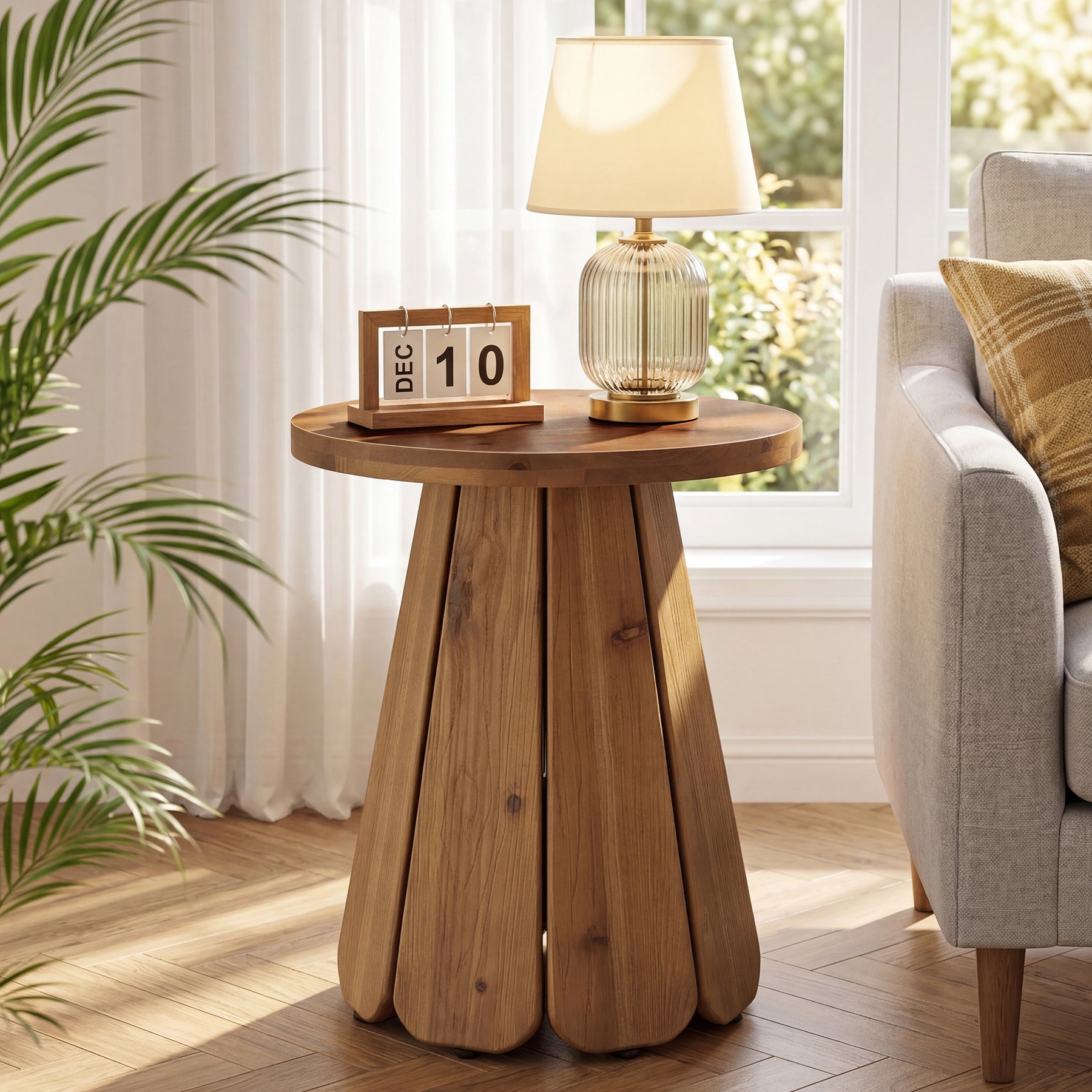 Tribesigns 19.69" Small Round End Table, Mid Century Accent Table for Living Room