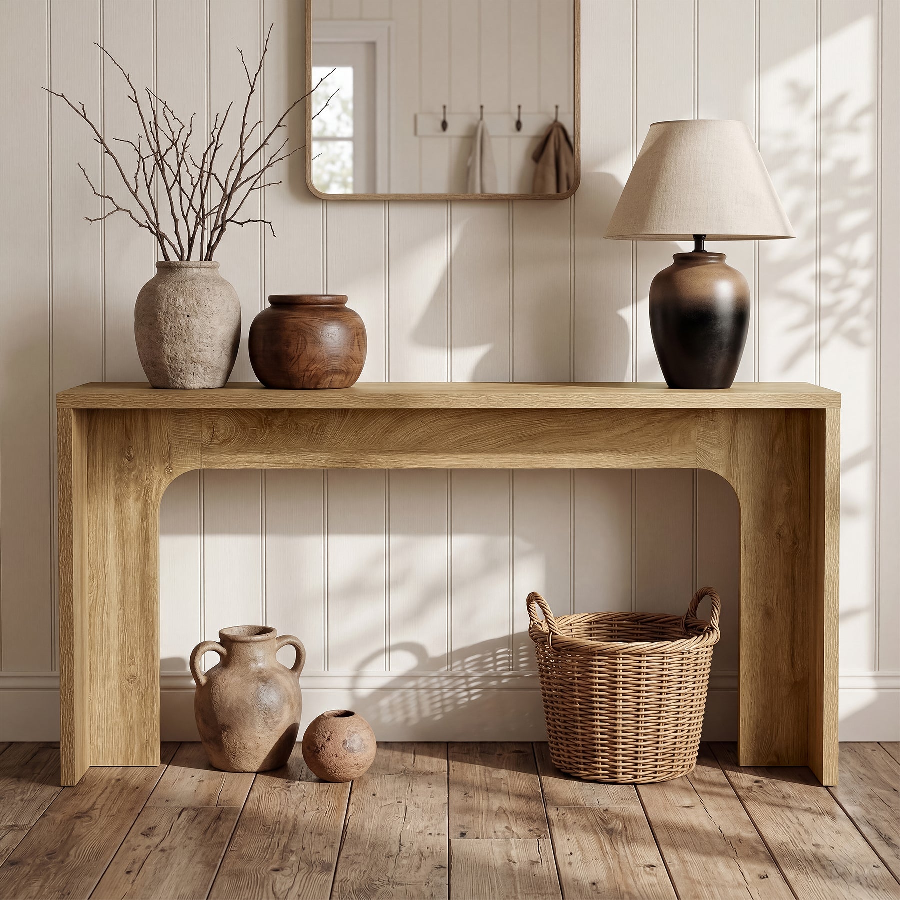 63" Narrow Console Table, Modern Minimalist Wood Entryway Table with Sturdy Base for Hallway & Behind Sofa