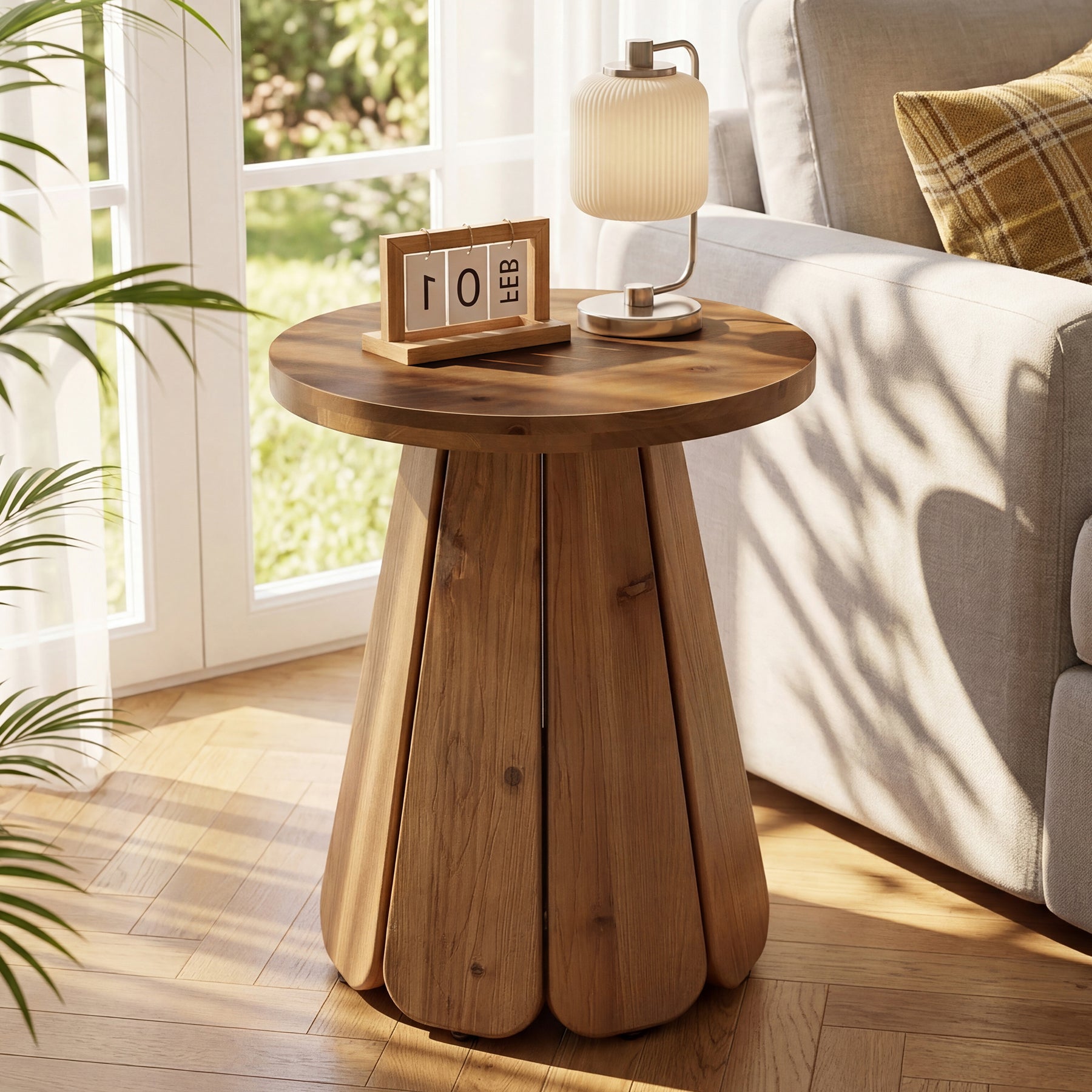 Tribesigns 19.69" Small Round End Table, Mid Century Accent Table for Living Room