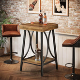 2 - Tier Bar Table, Industrial High Top & Counter Height Bistro Table with Metal Frame Tribesigns 3